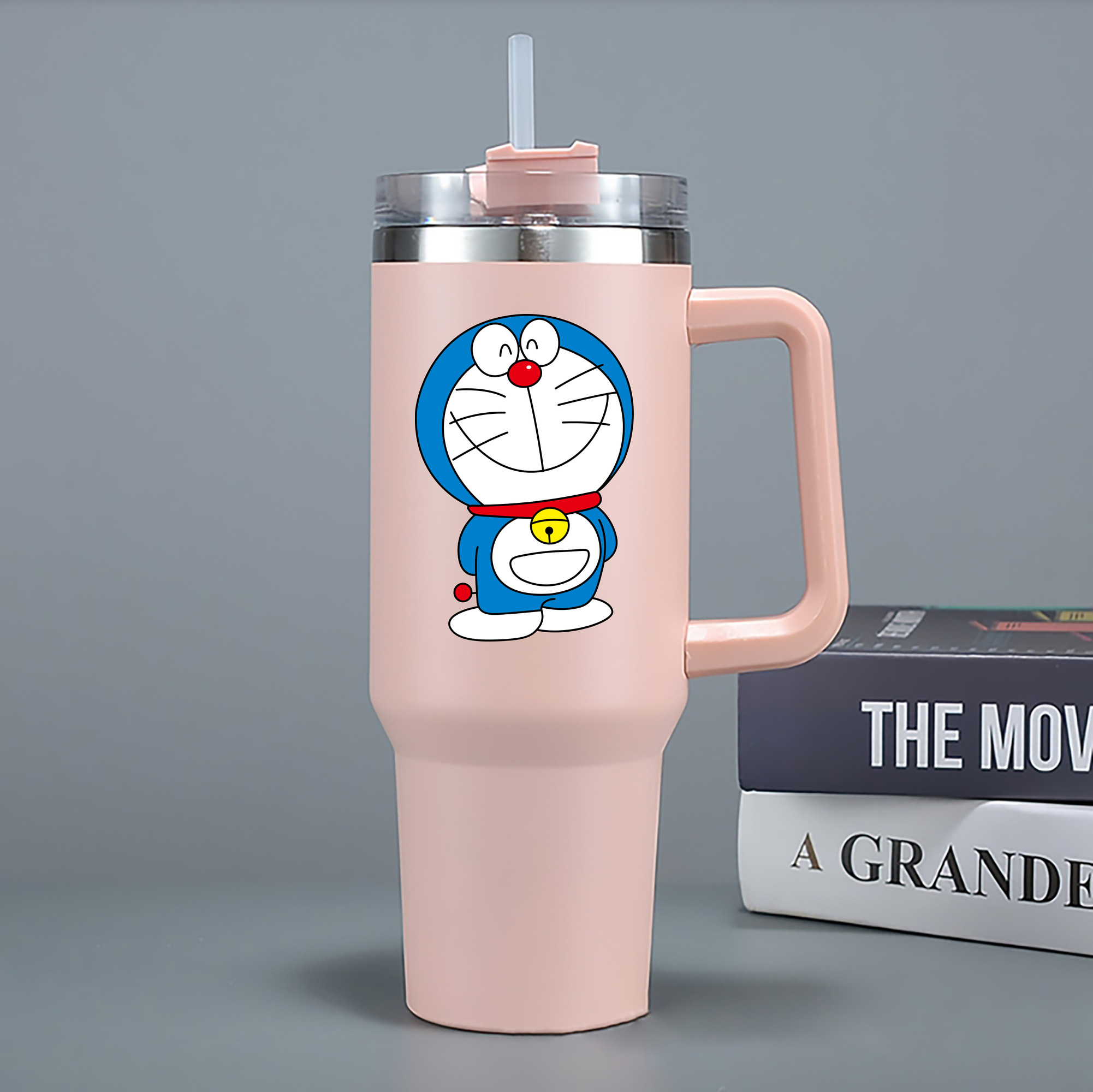 （画像用） ドラえもん Doraemon 1200mL車用タンブラー - クリスタルステッカー（プラスチックストロー付き）